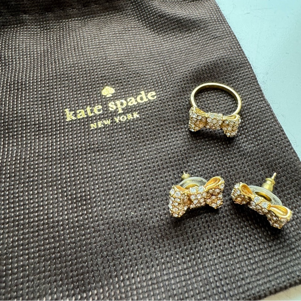 Kate Spade ♠️ Pavé Bow Earrings and Ring 🎀